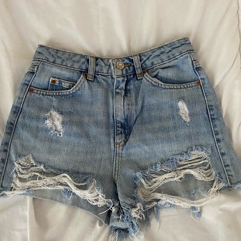 Topshop moto distressed shorts